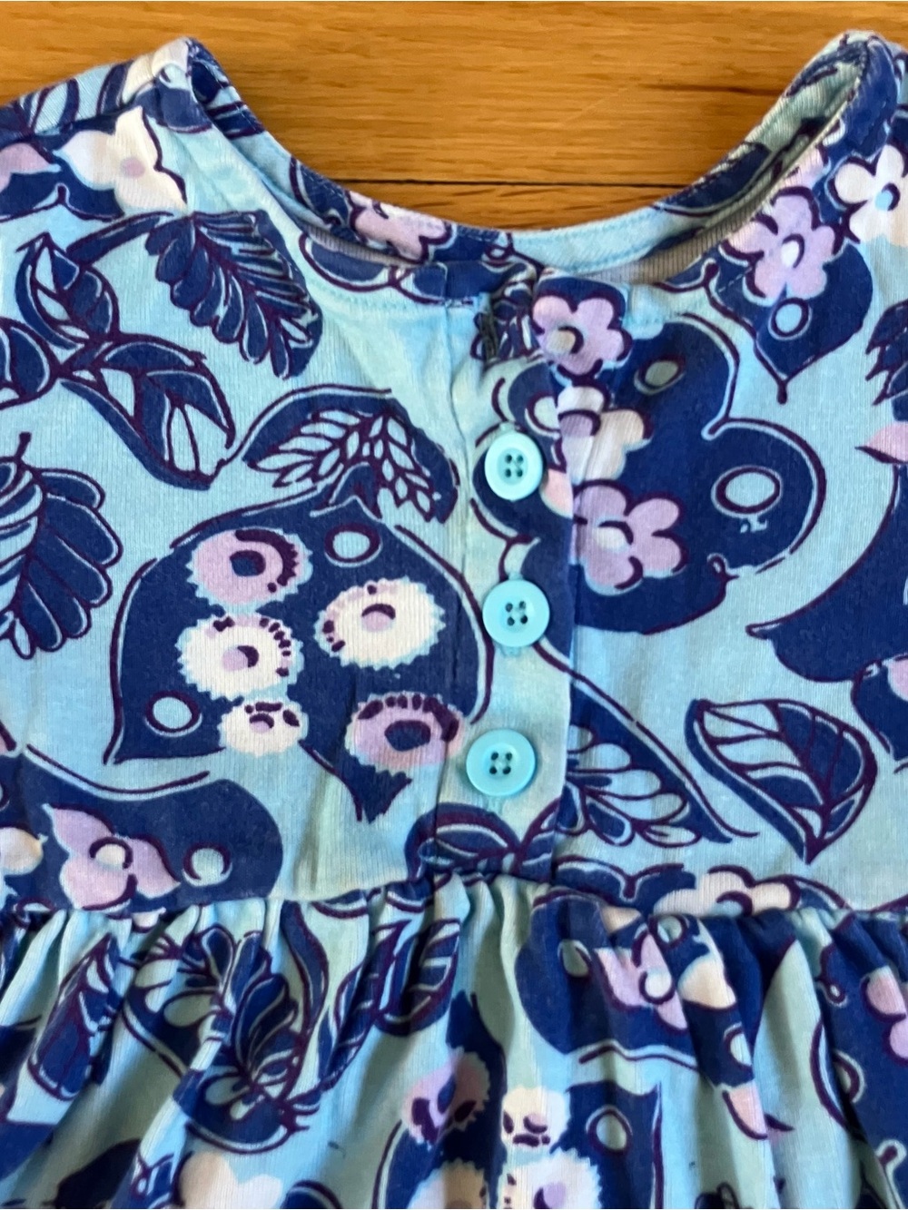 Hanna Andersson Pink Blue Floral Cotton 3-Button Long Sleeve Play Dress 90 3T - Picture 12 of 16